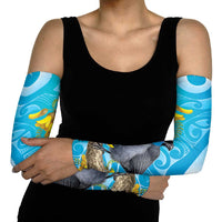 New Zealand Kokako Bird Arm Sleeves Maori Koru With Kowhai Flowers LT05 - Polynesian Pride