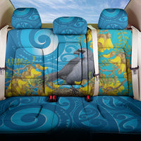 New Zealand Kokako Bird Back Car Seat Cover Maori Koru With Kowhai Flowers - Polynesian Pride