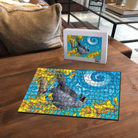 New Zealand Kokako Bird Puzzle Maori Koru With Kowhai Flowers LT05 - Polynesian Pride