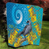 New Zealand Kokako Bird Quilt Maori Koru With Kowhai Flowers LT05 - Polynesian Pride