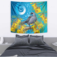 New Zealand Kokako Bird Tapestry Maori Koru With Kowhai Flowers LT05 - Polynesian Pride