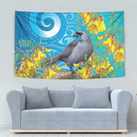 New Zealand Kokako Bird Tapestry Maori Koru With Kowhai Flowers LT05 - Polynesian Pride