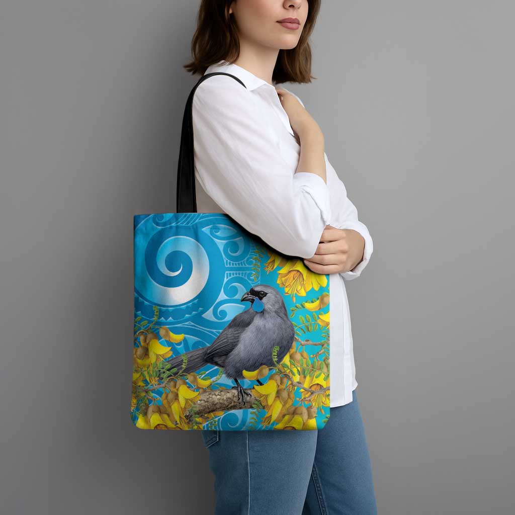 New Zealand Kokako Bird Tote Bag Maori Koru With Kowhai Flowers LT05 - Polynesian Pride