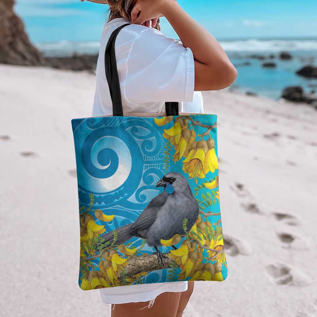 New Zealand Kokako Bird Tote Bag Maori Koru With Kowhai Flowers LT05 - Polynesian Pride