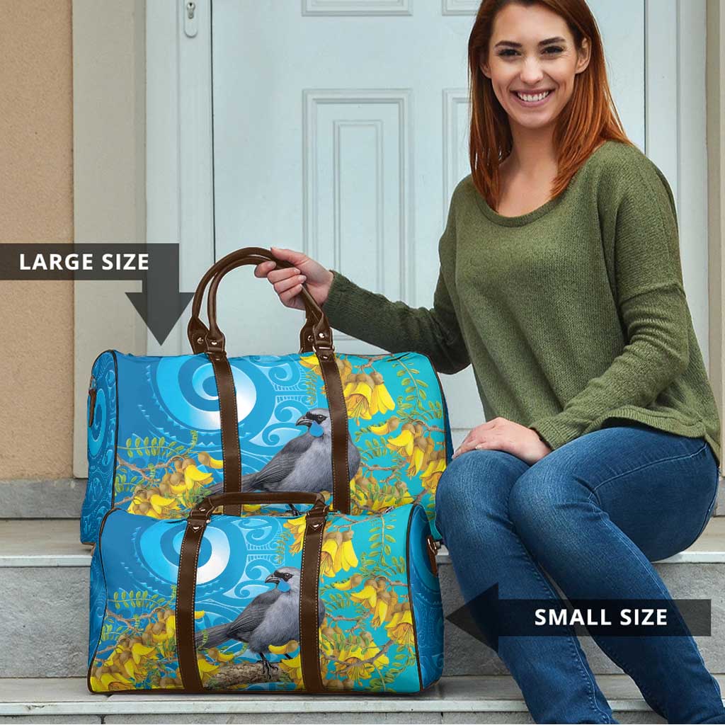 New Zealand Kokako Bird Travel Bag Maori Koru With Kowhai Flowers - Polynesian Pride