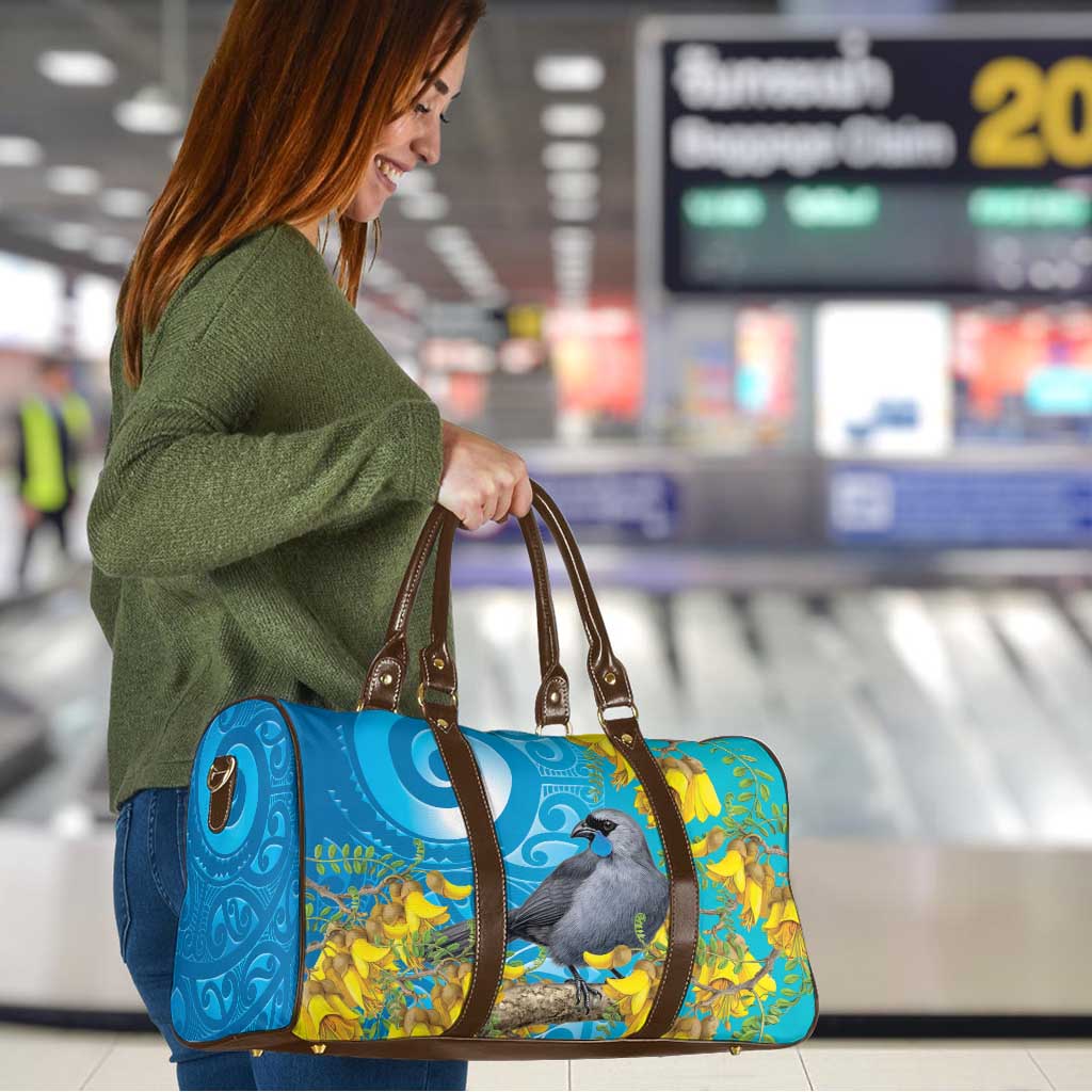 New Zealand Kokako Bird Travel Bag Maori Koru With Kowhai Flowers - Polynesian Pride