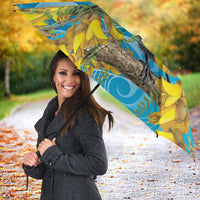 New Zealand Kokako Bird Umbrella Maori Koru With Kowhai Flowers - Polynesian Pride