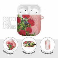 New Zealand Fantail AirPods Case Maori Koru With Pohutukawa Flowers LT05 - Polynesian Pride