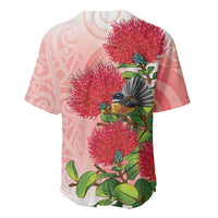 New Zealand Fantail Baseball Jersey Maori Koru With Pohutukawa Flowers LT05 - Polynesian Pride