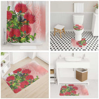 New Zealand Fantail Bathroom Set Maori Koru With Pohutukawa Flowers - Polynesian Pride