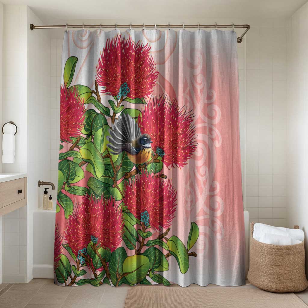 New Zealand Fantail Bathroom Set Maori Koru With Pohutukawa Flowers - Polynesian Pride