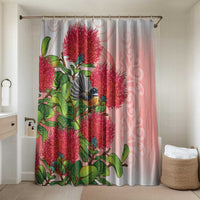 New Zealand Fantail Bathroom Set Maori Koru With Pohutukawa Flowers - Polynesian Pride