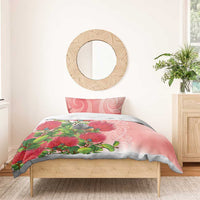 New Zealand Fantail Bedding Set Maori Koru With Pohutukawa Flowers - Polynesian Pride