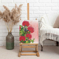 New Zealand Fantail Canvas Wall Art Maori Koru With Pohutukawa Flowers LT05 - Polynesian Pride