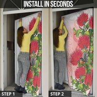 New Zealand Fantail Door Cover Maori Koru With Pohutukawa Flowers - Polynesian Pride