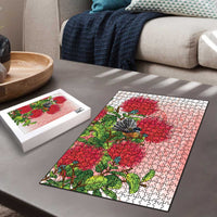 New Zealand Fantail Puzzle Maori Koru With Pohutukawa Flowers LT05 - Polynesian Pride