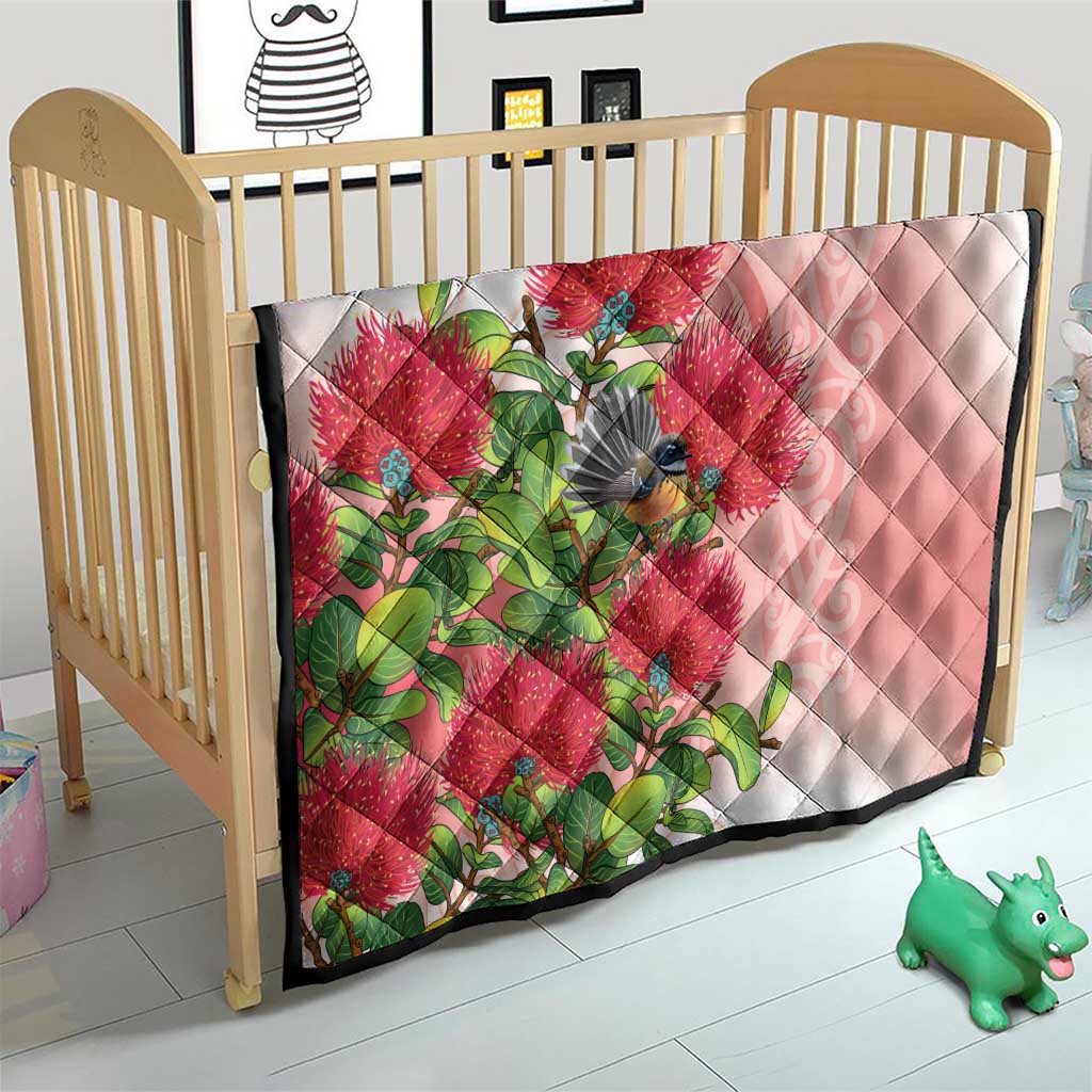 New Zealand Fantail Quilt Maori Koru With Pohutukawa Flowers LT05 - Polynesian Pride