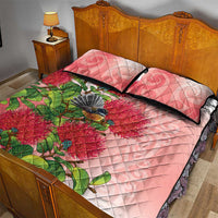 New Zealand Fantail Quilt Bed Set Maori Koru With Pohutukawa Flowers - Polynesian Pride