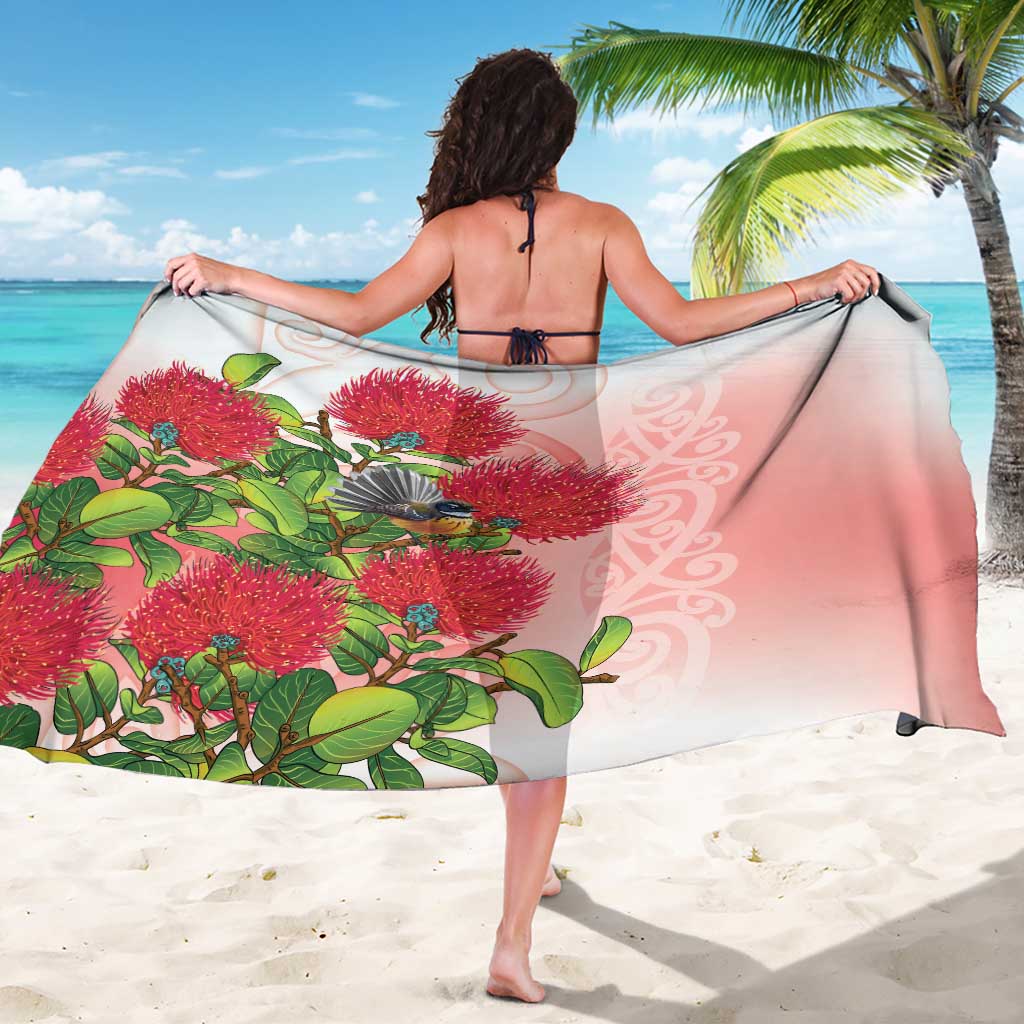 New Zealand Fantail Sarong Maori Koru With Pohutukawa Flowers LT05 - Polynesian Pride
