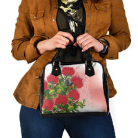 New Zealand Fantail Shoulder Handbag Maori Koru With Pohutukawa Flowers LT05 - Polynesian Pride