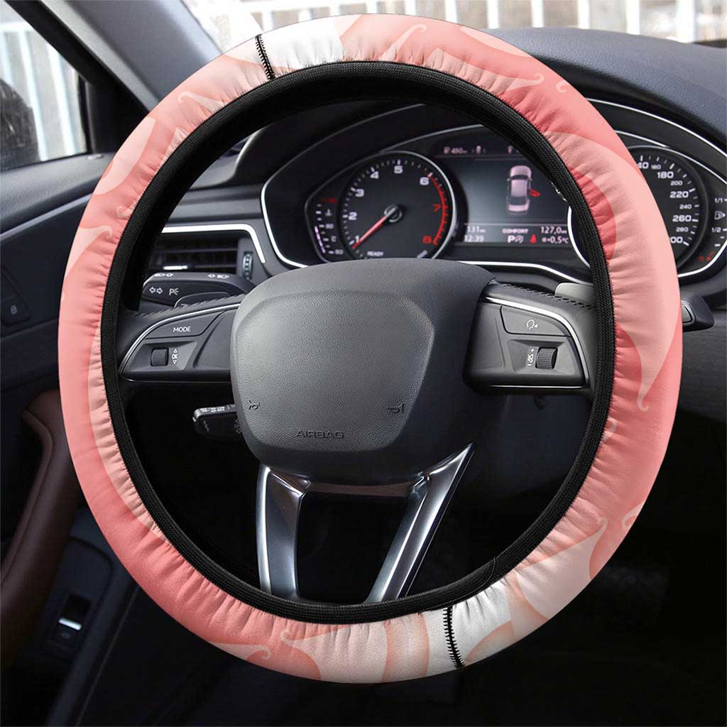 New Zealand Fantail Steering Wheel Cover Maori Koru With Pohutukawa Flowers - Polynesian Pride