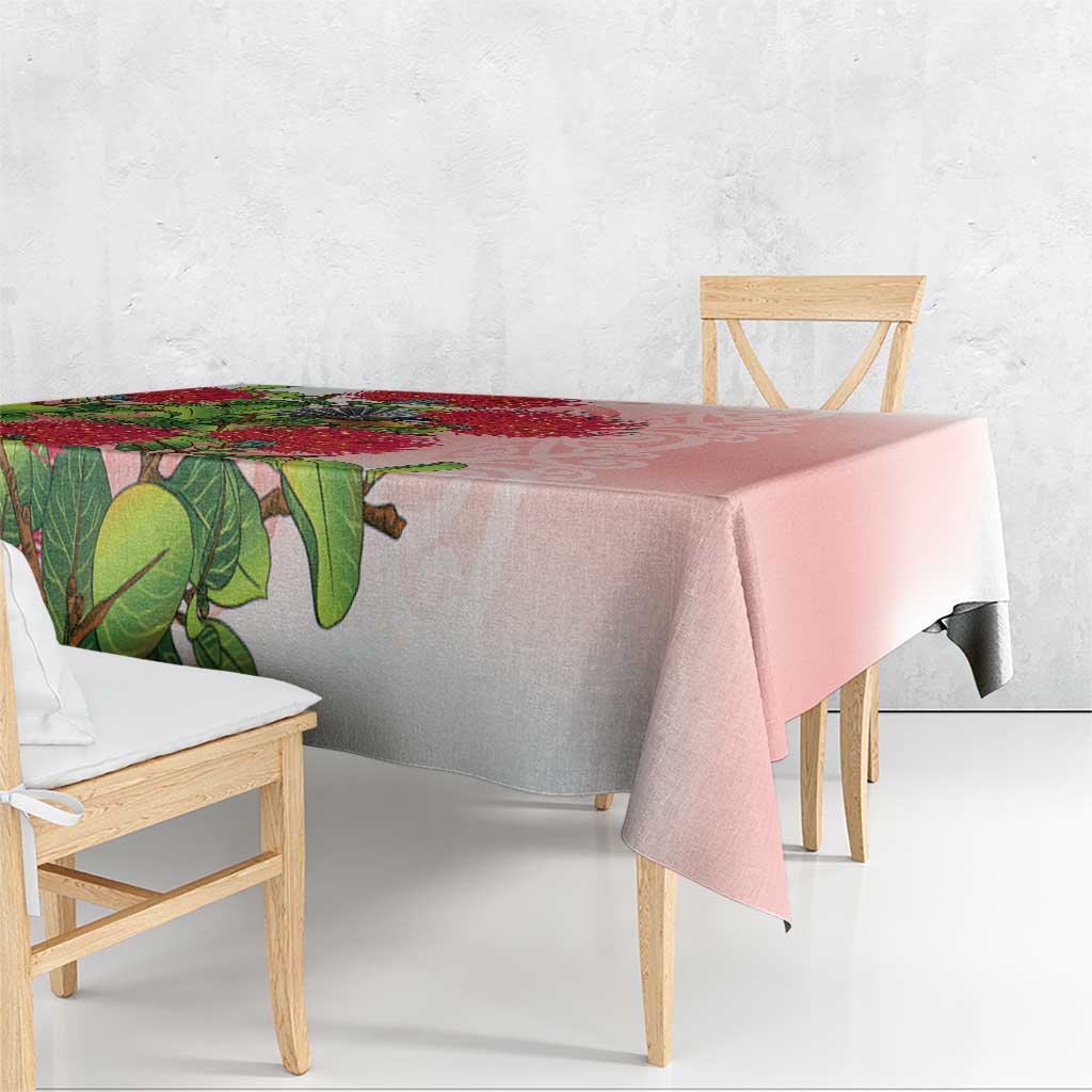 New Zealand Fantail Tablecloth Maori Koru With Pohutukawa Flowers LT05 - Polynesian Pride