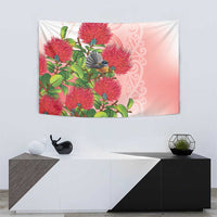 New Zealand Fantail Tapestry Maori Koru With Pohutukawa Flowers LT05 - Polynesian Pride