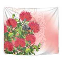 New Zealand Fantail Tapestry Maori Koru With Pohutukawa Flowers LT05 - Polynesian Pride