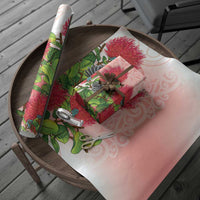 New Zealand Fantail Wrapping Paper Maori Koru With Pohutukawa Flowers LT05 - Polynesian Pride