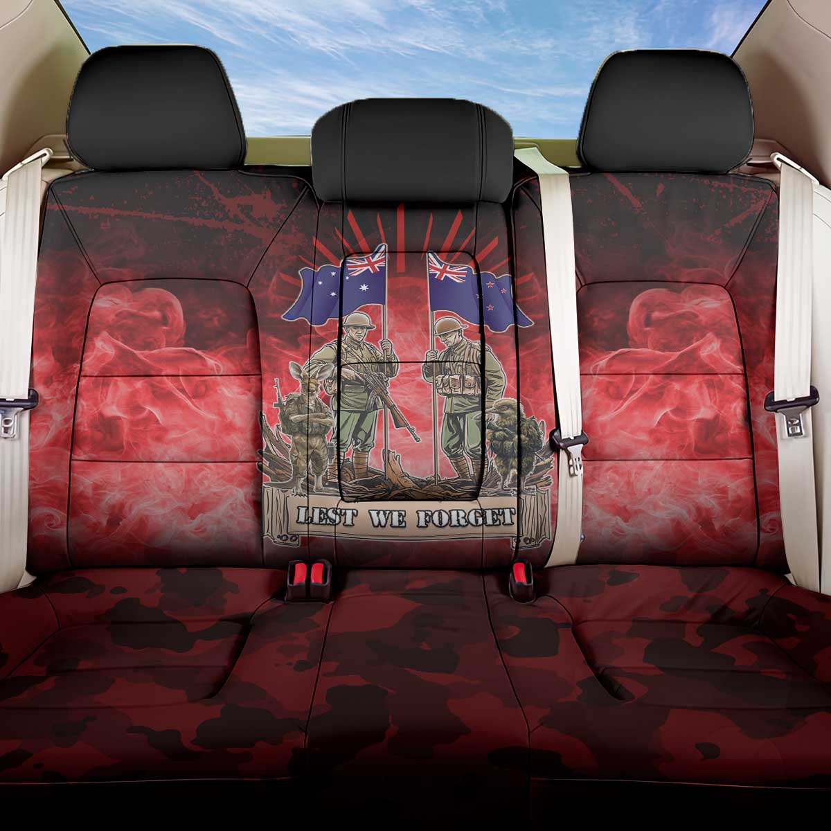 Australia And New Zealand ANZAC Day Back Car Seat Cover Soldiers Lest We Forget