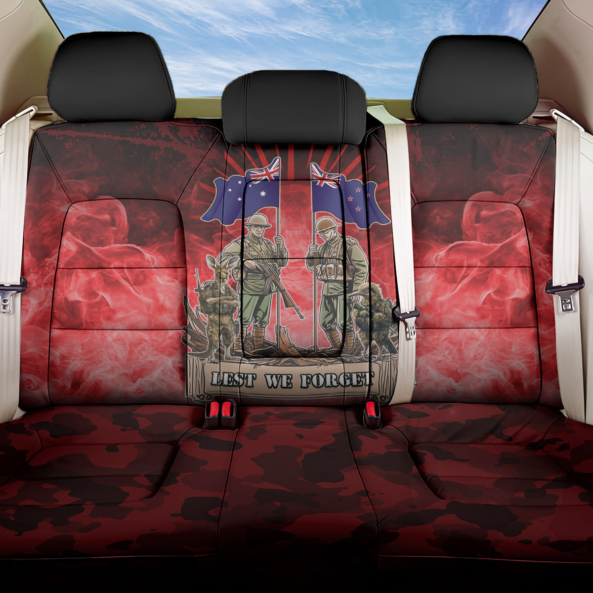 Australia And New Zealand ANZAC Day Back Car Seat Cover Soldiers Lest We Forget LT05