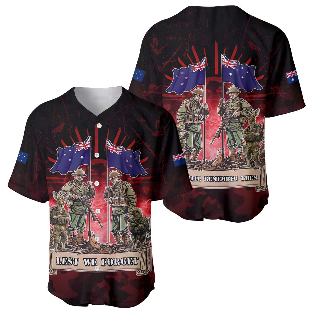 Australia And New Zealand ANZAC Day Baseball Jersey Soldiers Lest We Forget
