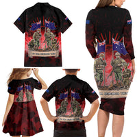Australia And New Zealand ANZAC Day Family Matching Long Sleeve Bodycon Dress and Hawaiian Shirt Soldiers Lest We Forget