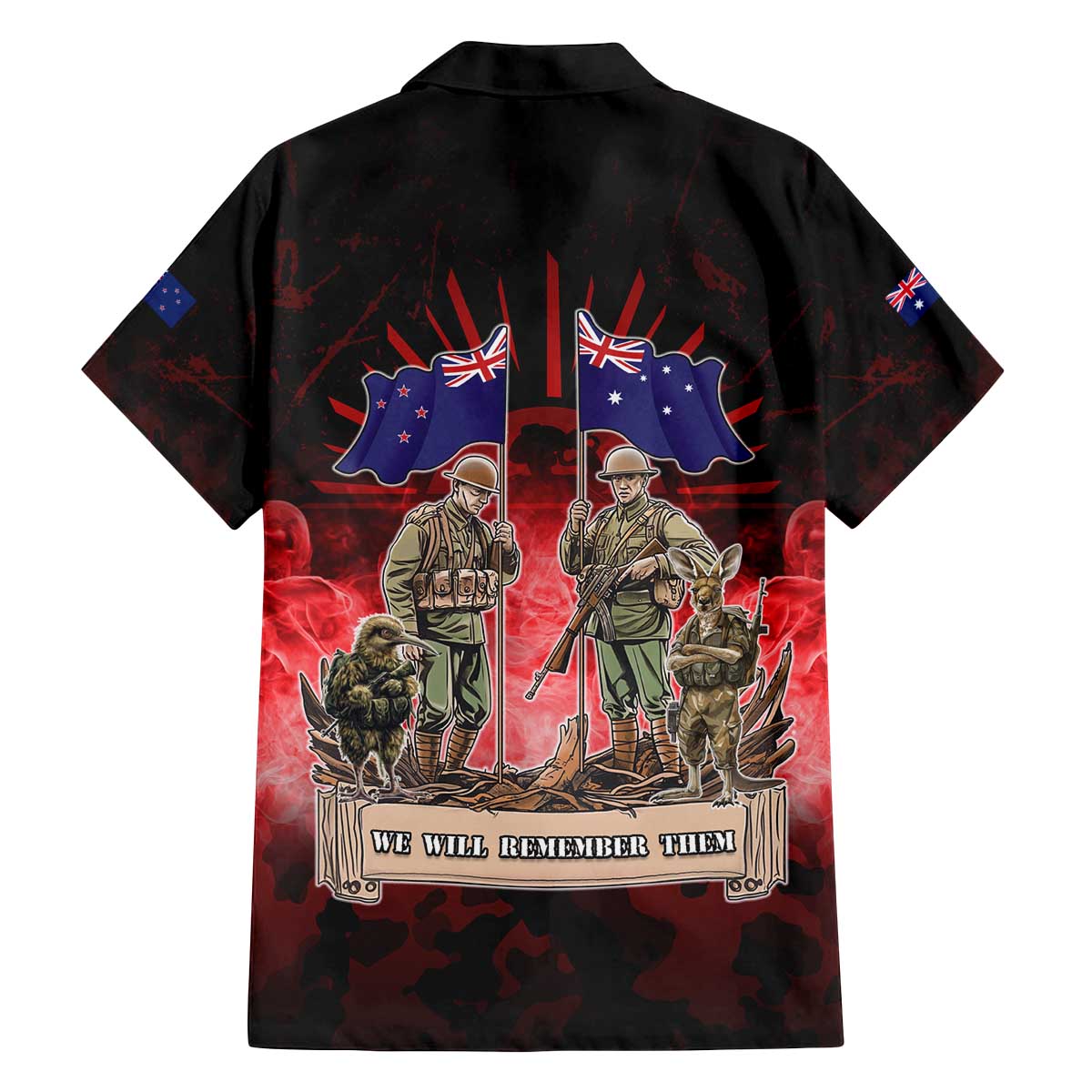 Australia And New Zealand ANZAC Day Family Matching Off The Shoulder Long Sleeve Dress and Hawaiian Shirt Soldiers Lest We Forget