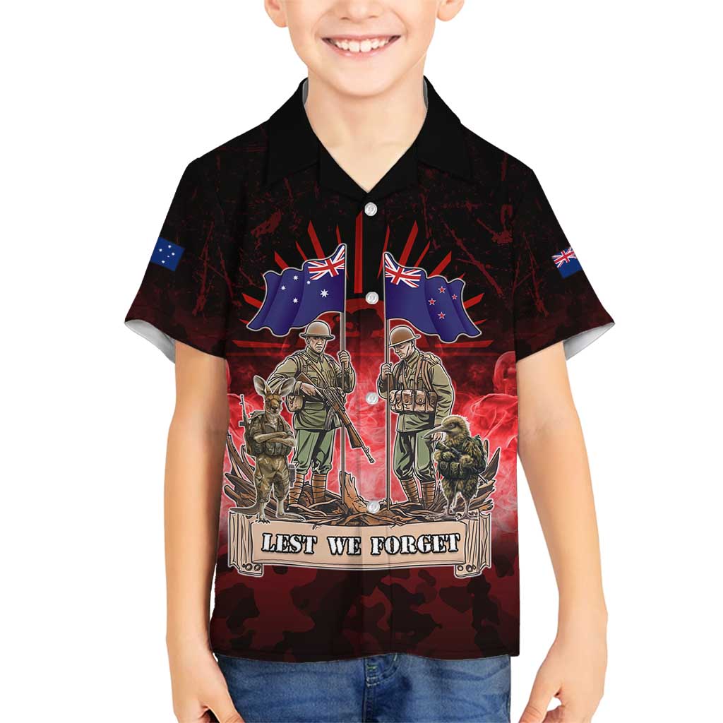 Australia And New Zealand ANZAC Day Family Matching Puletasi and Hawaiian Shirt Soldiers Lest We Forget