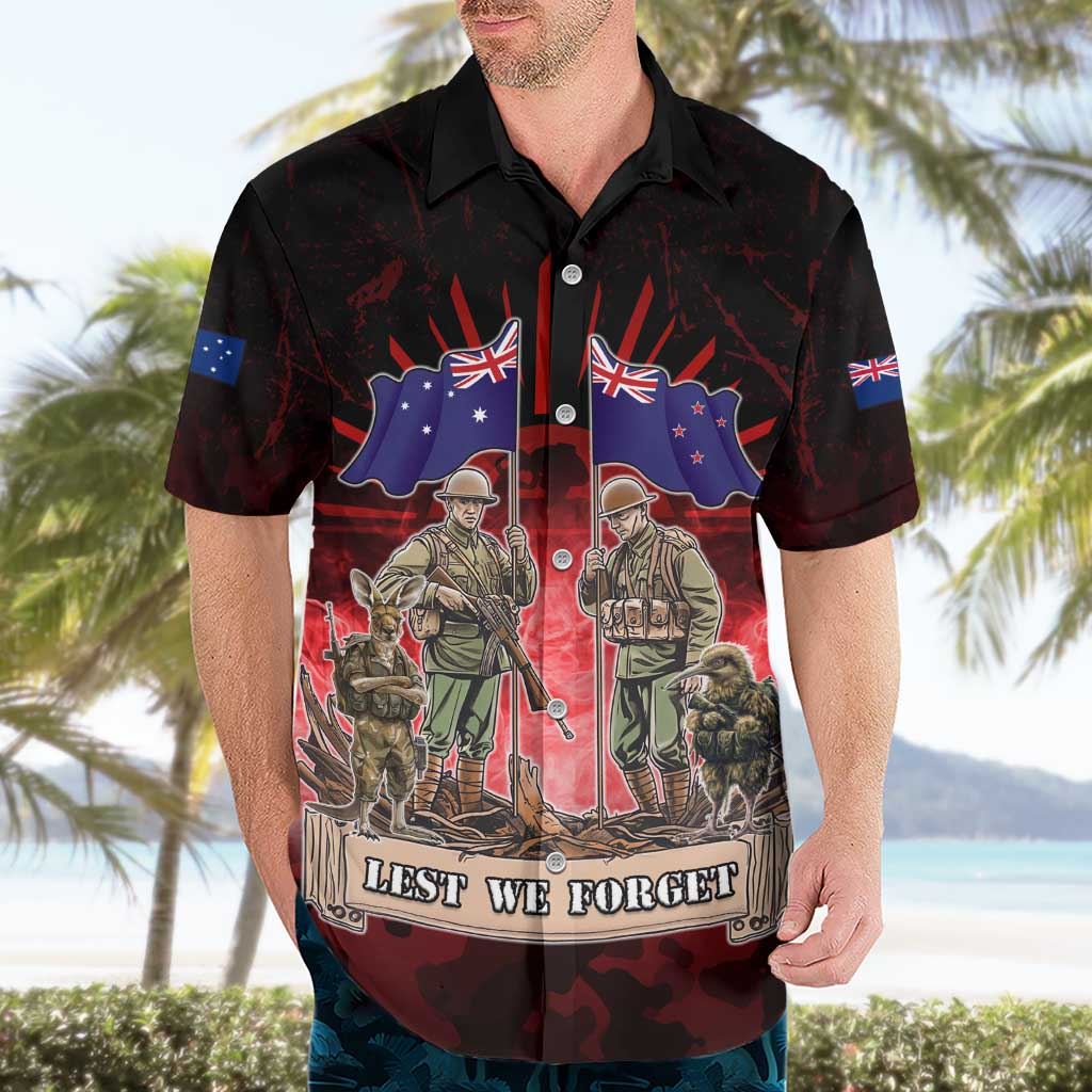 Australia And New Zealand ANZAC Day Hawaiian Shirt Soldiers Lest We Forget