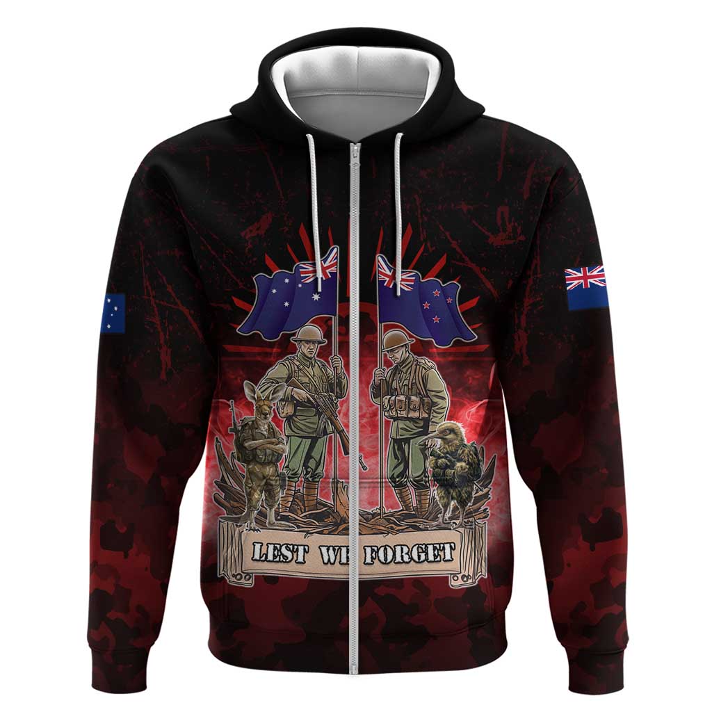 Australia And New Zealand ANZAC Day Hoodie Soldiers Lest We Forget LT05
