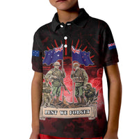 Australia And New Zealand ANZAC Day Kid Polo Shirt Soldiers Lest We Forget