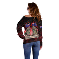 Australia And New Zealand ANZAC Day Off Shoulder Sweater Soldiers Lest We Forget