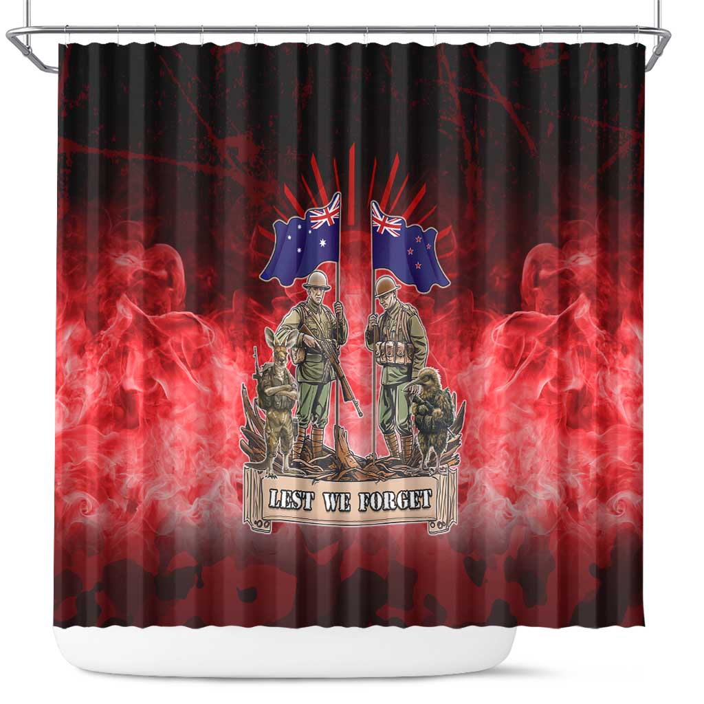 Australia And New Zealand ANZAC Day Shower Curtain Soldiers Lest We Forget