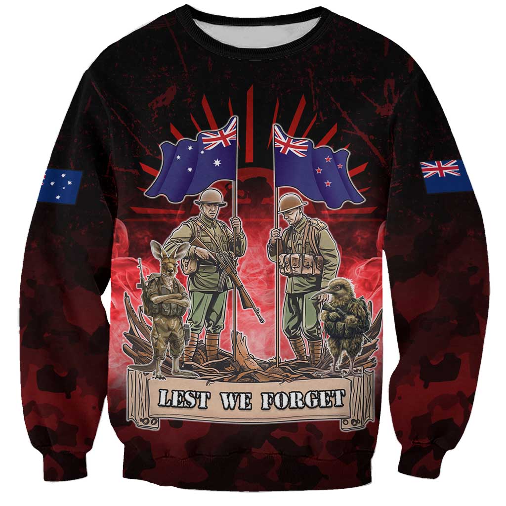 Australia And New Zealand ANZAC Day Sweatshirt Soldiers Lest We Forget