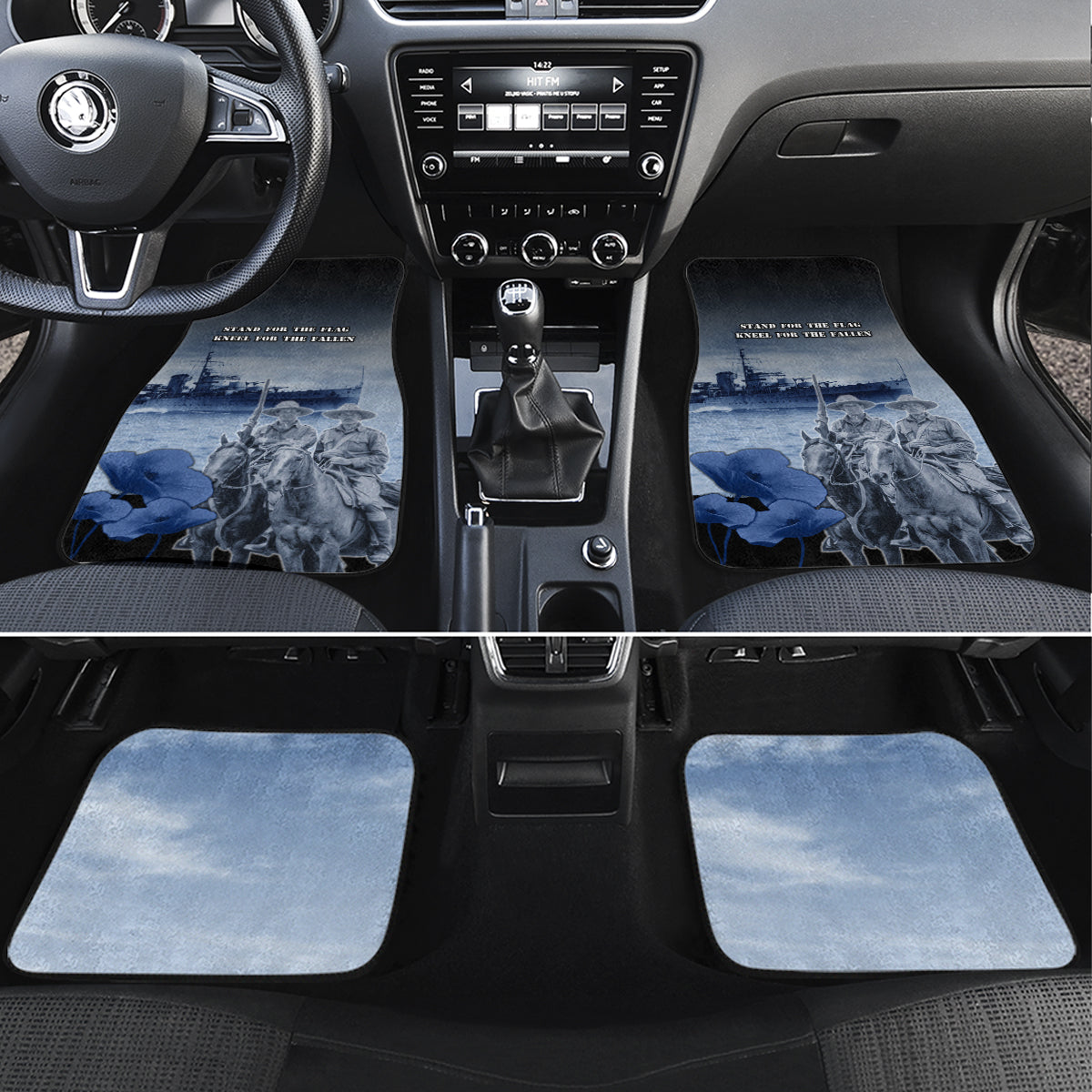 New Zealand ANZAC Day Car Mats HMNZS Achilles We Will Remember Them LT05 Set 4pcs Blue - Polynesian Pride