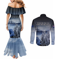New Zealand ANZAC Day Couples Matching Mermaid Dress and Long Sleeve Button Shirt HMNZS Achilles We Will Remember Them LT05 - Polynesian Pride