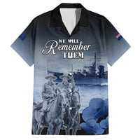 New Zealand ANZAC Day Family Matching Puletasi and Hawaiian Shirt HMNZS Achilles We Will Remember Them LT05 Dad's Shirt - Short Sleeve Blue - Polynesian Pride