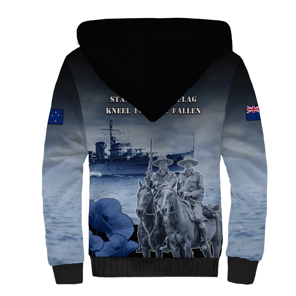 New Zealand ANZAC Day Sherpa Hoodie HMNZS Achilles We Will Remember Them LT05 - Polynesian Pride