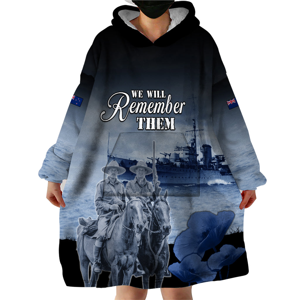 New Zealand ANZAC Day Wearable Blanket Hoodie HMNZS Achilles We Will Remember Them LT05 - Polynesian Pride