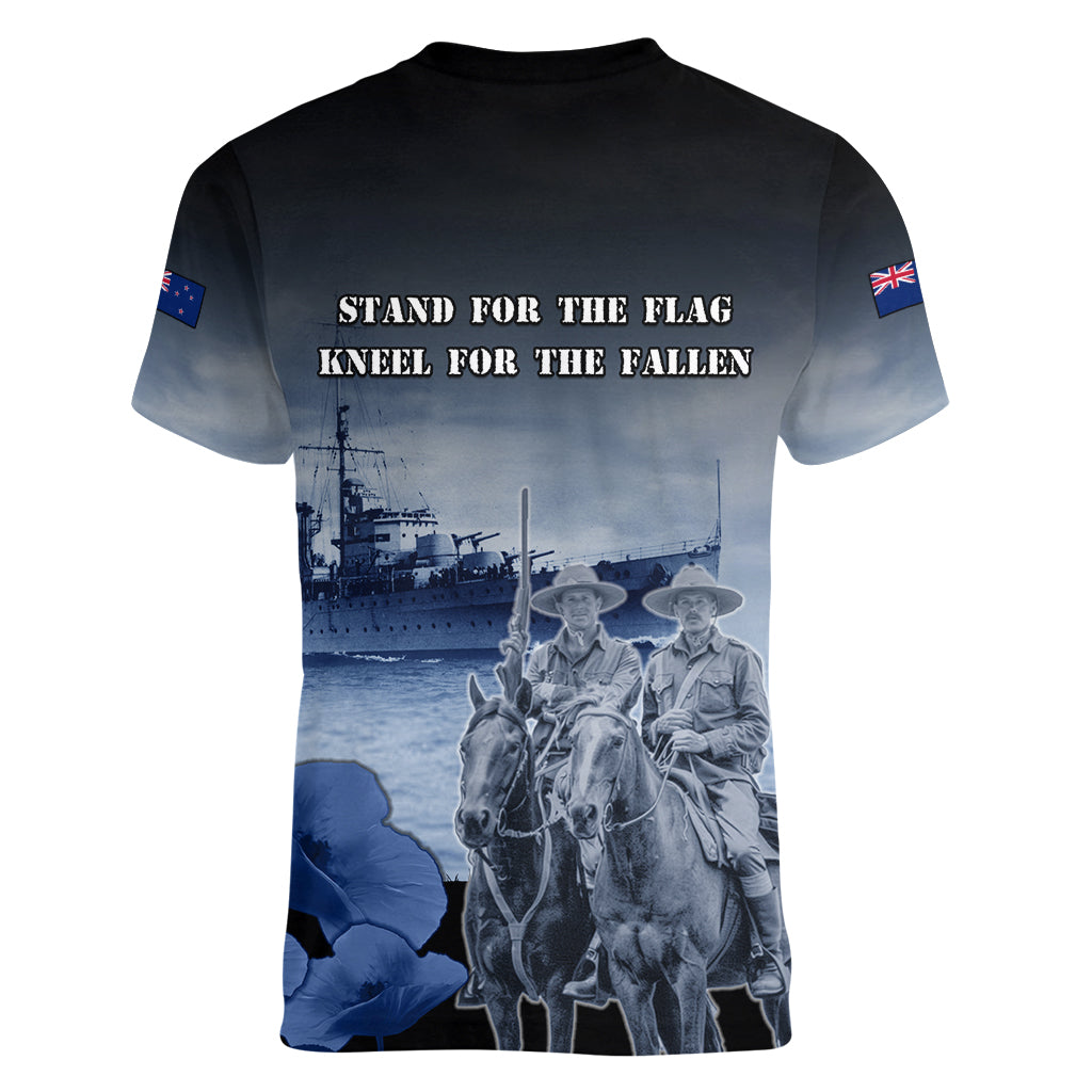 New Zealand ANZAC Day Women V Neck T Shirt HMNZS Achilles We Will Remember Them LT05 - Polynesian Pride
