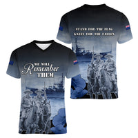 New Zealand ANZAC Day Women V Neck T Shirt HMNZS Achilles We Will Remember Them LT05 - Polynesian Pride