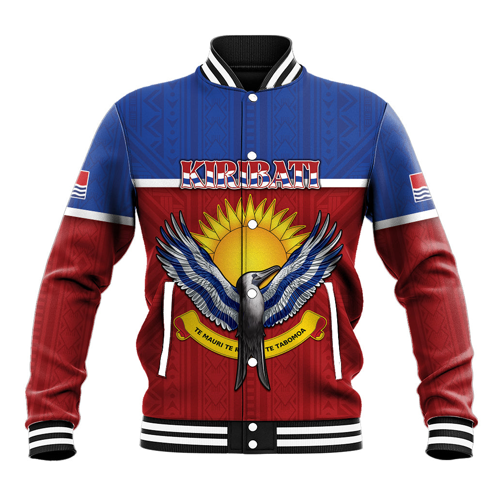Kiribati 45th Independence Day Baseball Jacket Lesser Frigatebird Tribal Pattern LT05 Unisex Red - Polynesian Pride