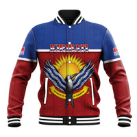 Kiribati 45th Independence Day Baseball Jacket Lesser Frigatebird Tribal Pattern LT05 Unisex Red - Polynesian Pride